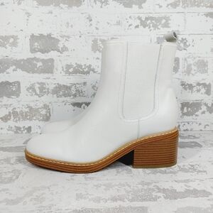 New Marc Fisher Women's White Ivory Modesty Leather Chelsea Boots O373